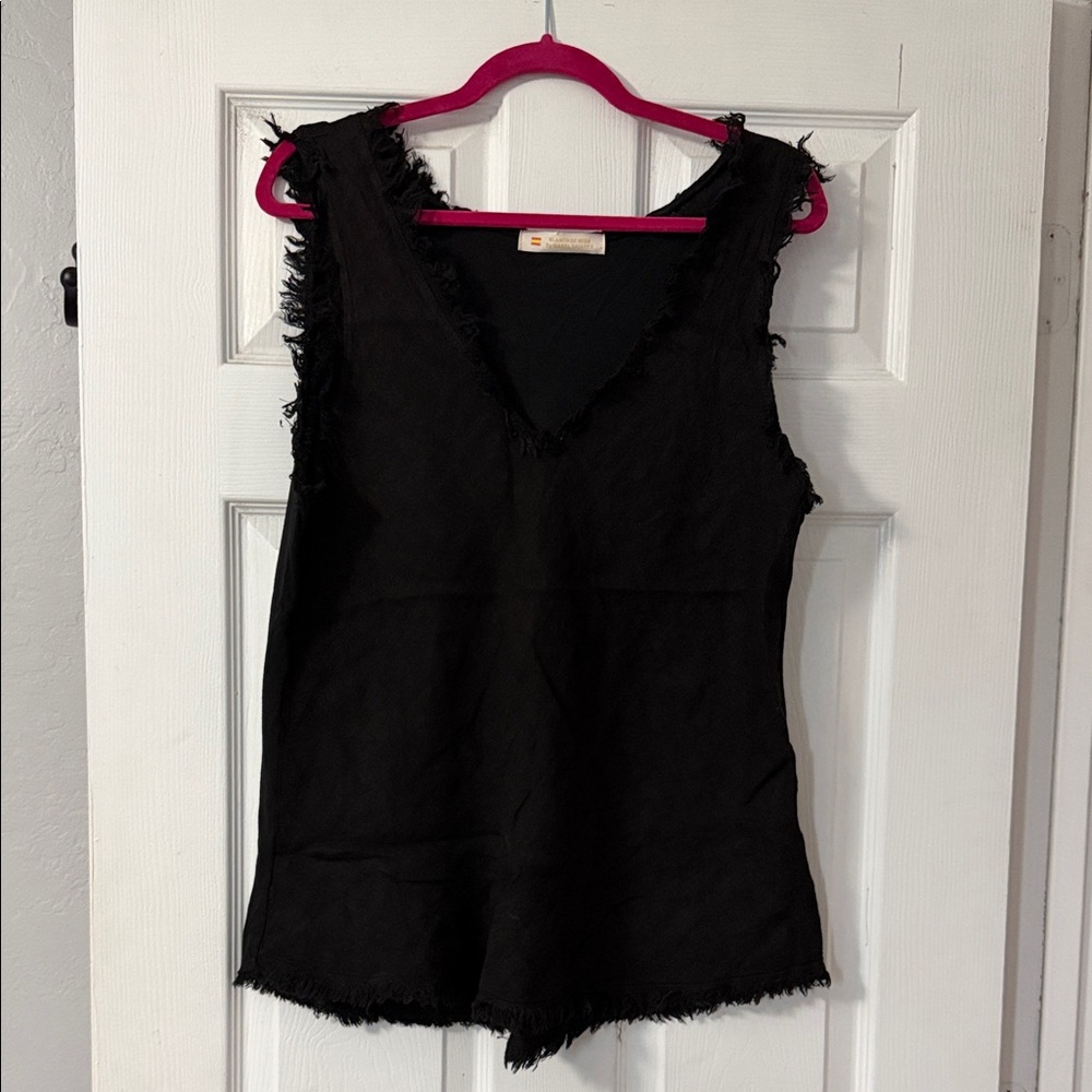 Black Frayed Edge Muscle Tee